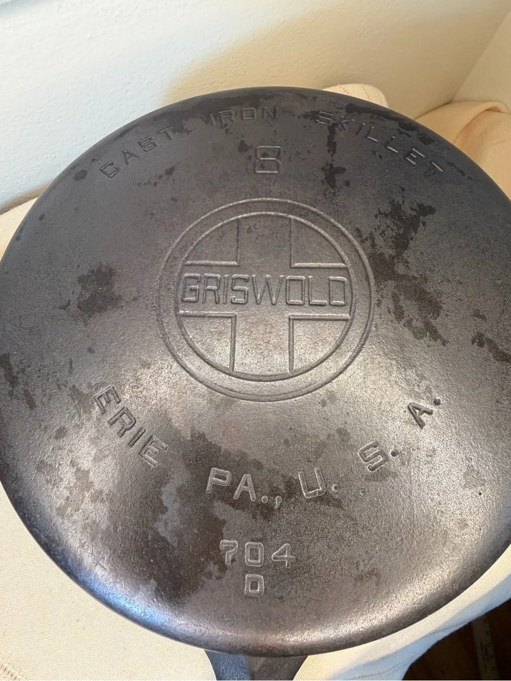 Griswold Erie PA Large Block Logo #8 Cast Iron Skillet 704 D Fully Restored